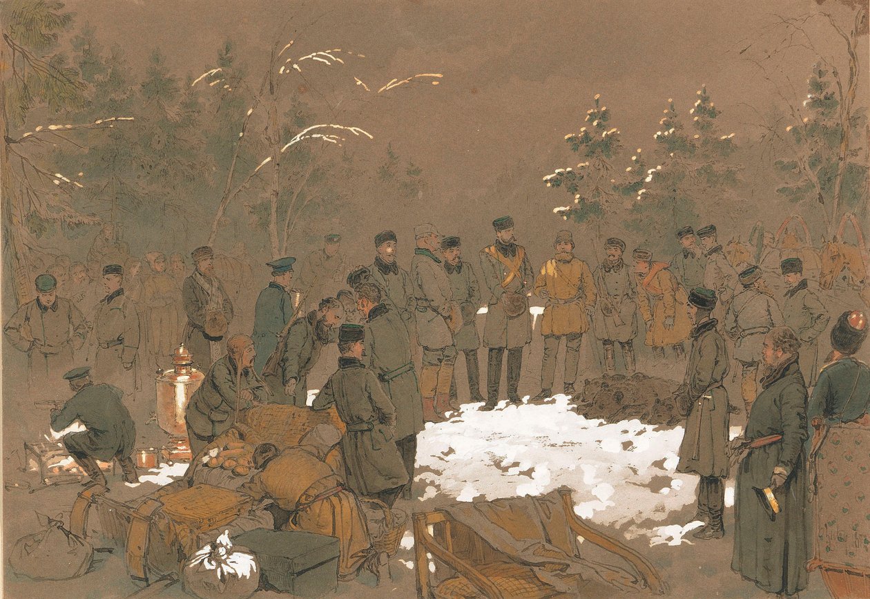 Tsaari Aleksanteri II:n karhunmetsästys, 1872. tekijältä Mihaly von Zichy
