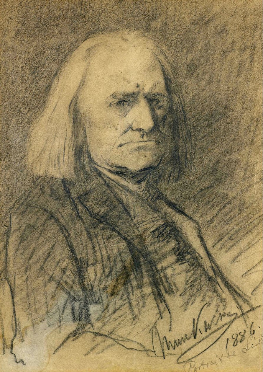 Munkacsy, Mihaly (1844-1900) Franz Lisztin (1811-1886) muotokuva tekijältä Mihály Munkácsy