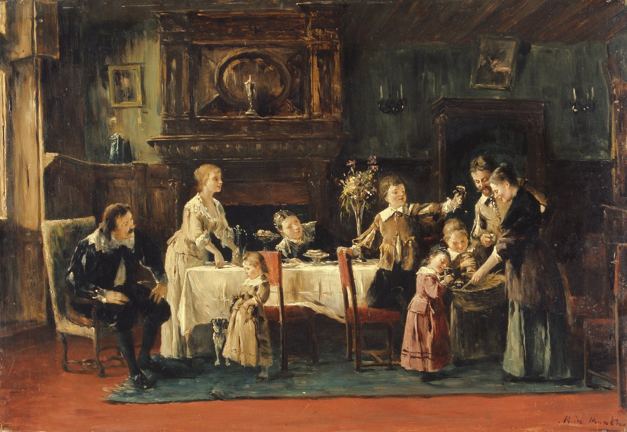 Vierailu uudessa vauvassa, 1800-luku tekijältä Mihály Munkácsy