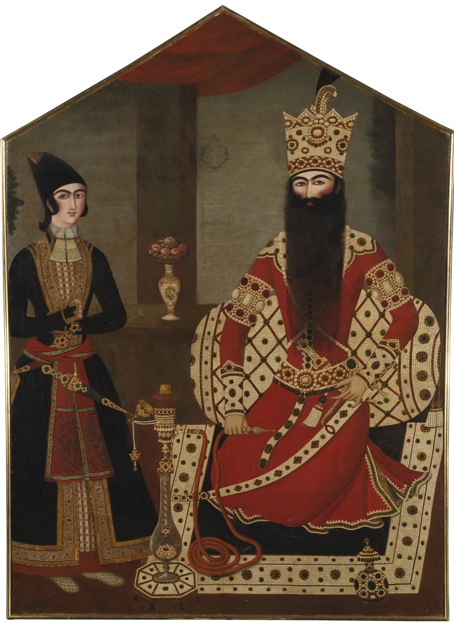 Fath Ali Shahin muotokuva seisomassa 1797-1834, noin 1820 tekijältä Mihr Ali