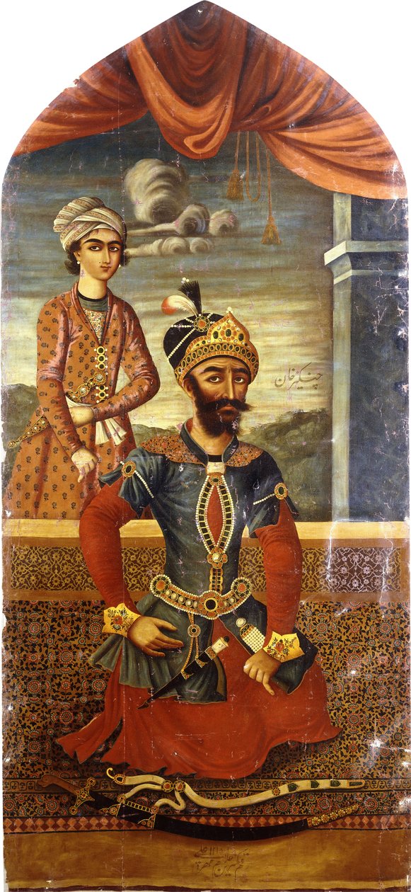 Muotokuva Tšingis-kaanista, mukana nuori, n. 1803-1804 tekijältä Mihr Ali