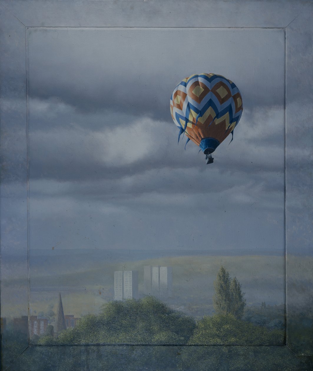 Balloon Over Sheffield (öljy kankaalle) tekijältä Mike Briscoe