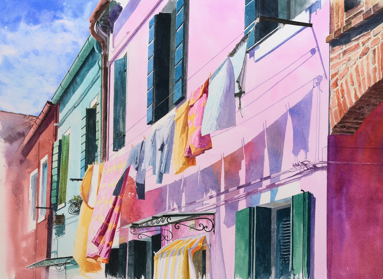 Burano (vesiväri paperille) tekijältä Mike Briscoe