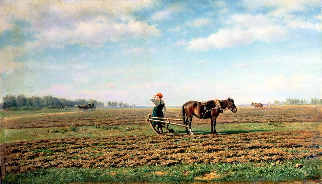 Pellon kyntäminen, 1871 tekijältä Mikhail Konstantinovich Klodt