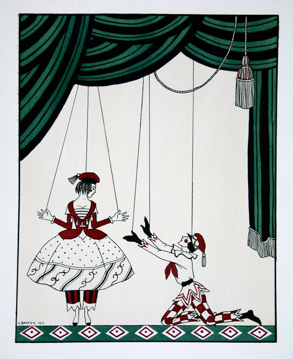 Petruška, sarjasta Designes on the dances of Vaslav Nijinsky 1889-1950. Georges Barbier 1882-1932, Pochoir-painatus. tekijältä Mikhail Shibanov