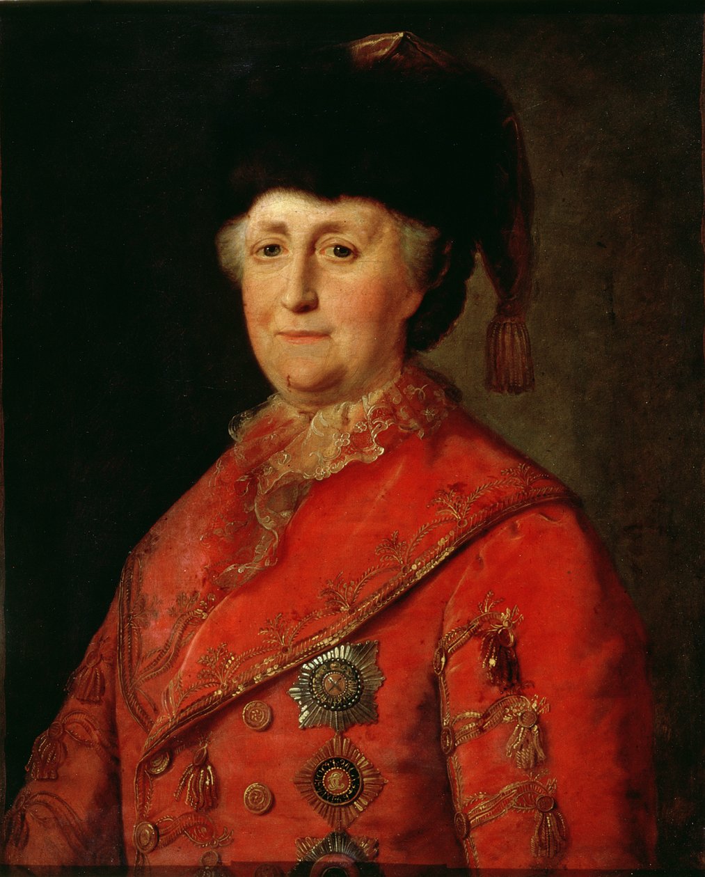 Katariina II Suuren (1729-96) muotokuva matkaasussa, 1787 tekijältä Mikhail Shibanov
