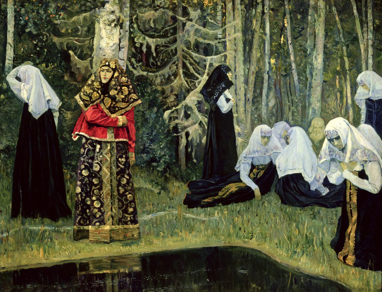 Legenda Kitezhin näkymättömästä kaupungista, 1917-22 tekijältä Mikhail Vasilievich Nesterov
