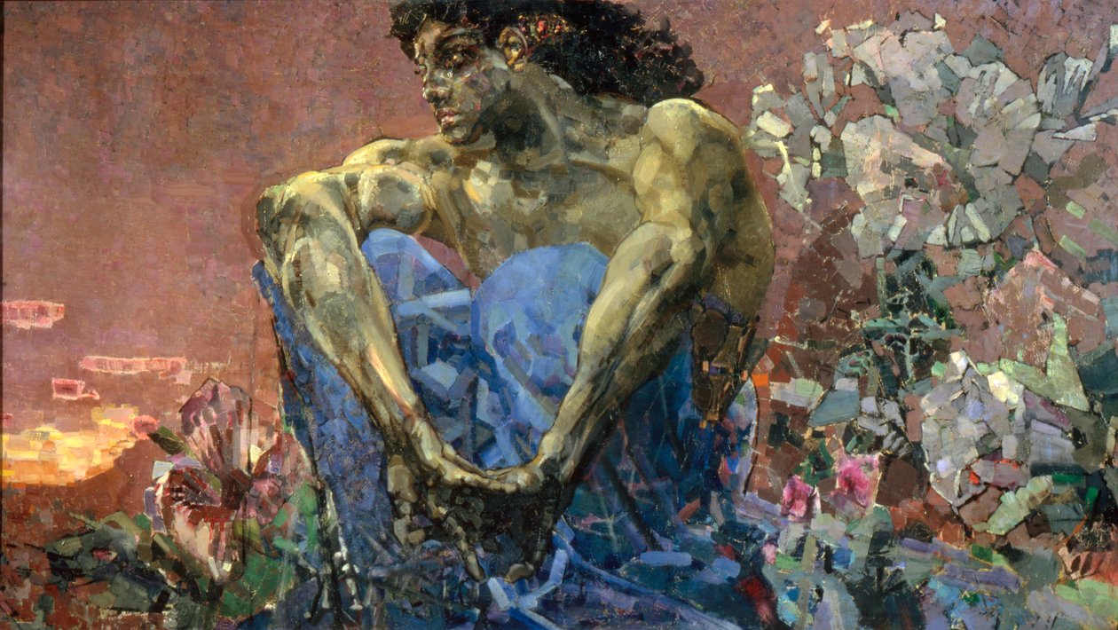 Demoni istuu puutarhassa, 1890. tekijältä Mikhail Aleksandrovich Vrubel