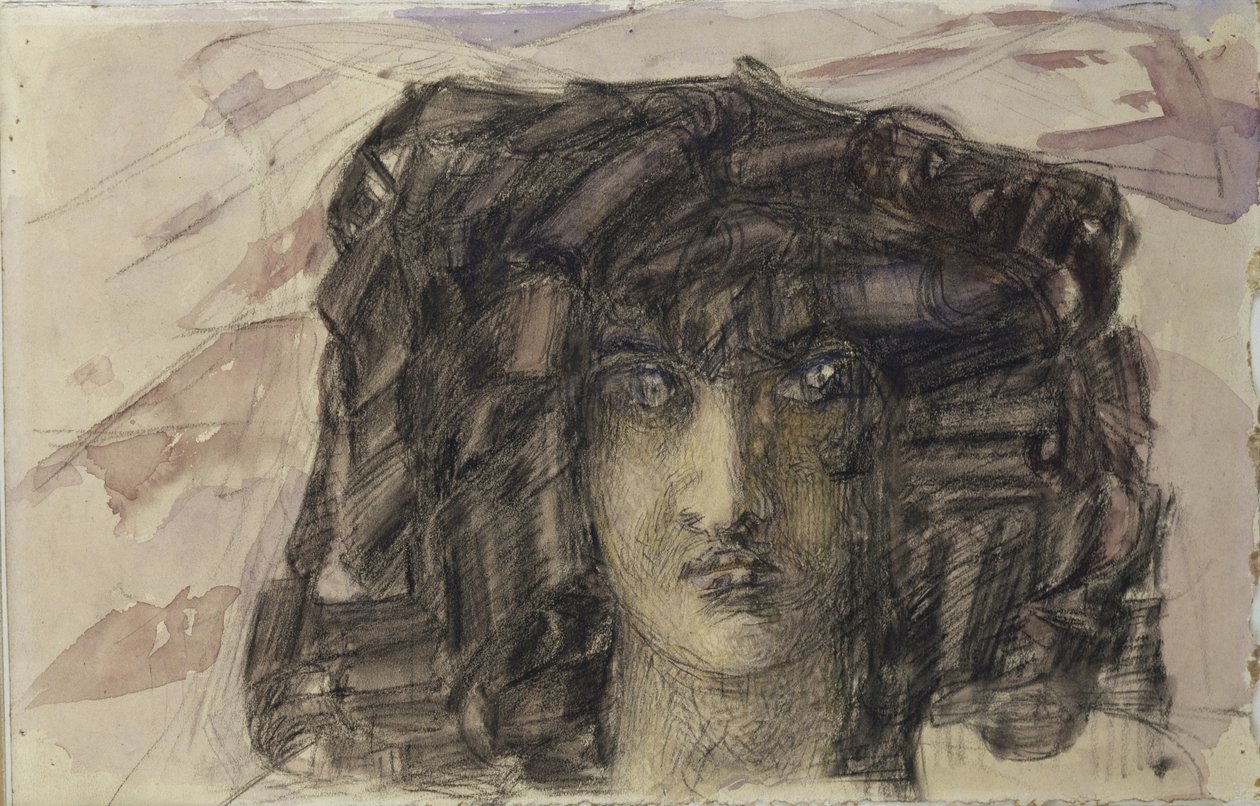 Demonien pää. Kuvitus Mikhail Lermontovin runoon Demoni, 1890-1891 tekijältä Mikhail Aleksandrovich Vrubel