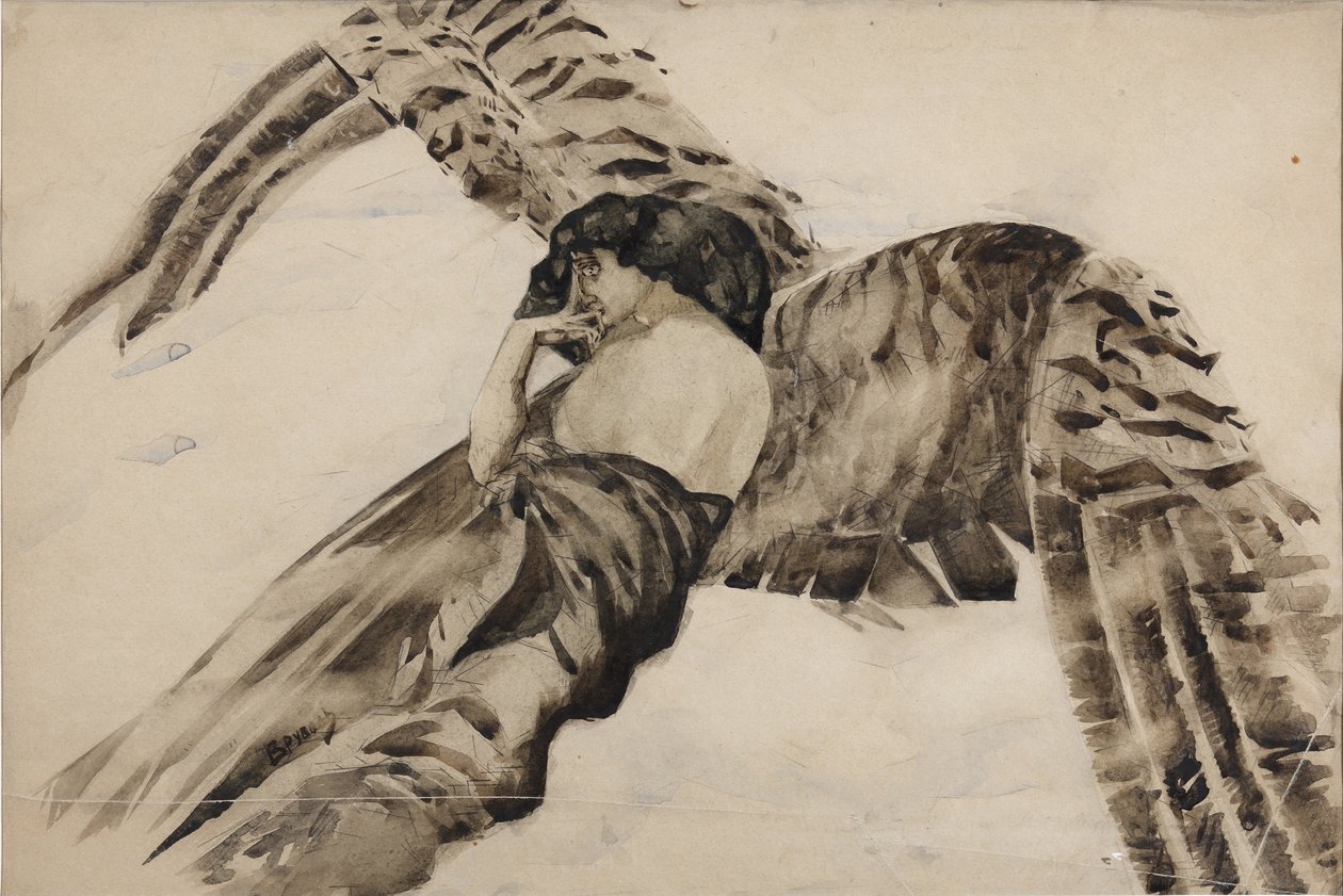 Lentävä demoni, 1890-1891 tekijältä Mikhail Aleksandrovich Vrubel