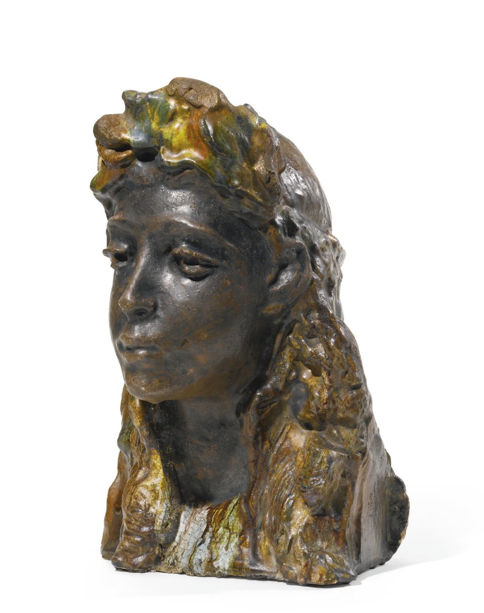 Tyttö seppeleellä, 1898-1900 tekijältä Mikhail Aleksandrovich Vrubel