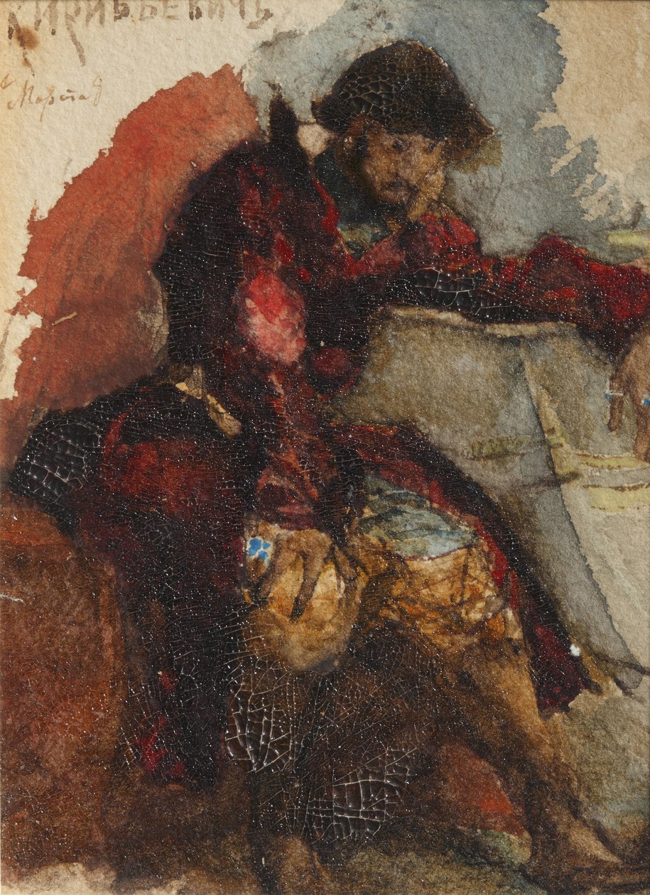 Kuvitus M. Lermontovin runoon Kauppias Kalašnikovin laulu, 1880-luku tekijältä Mikhail Aleksandrovich Vrubel