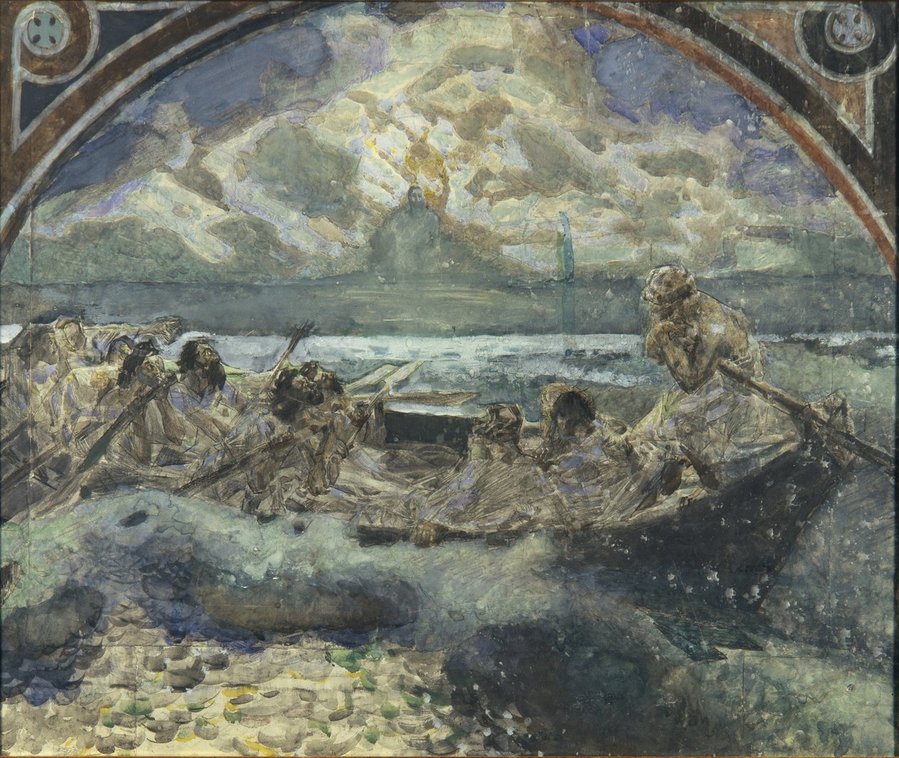 Jeesus kävelee veden päällä, 1890 tekijältä Mikhail Aleksandrovich Vrubel