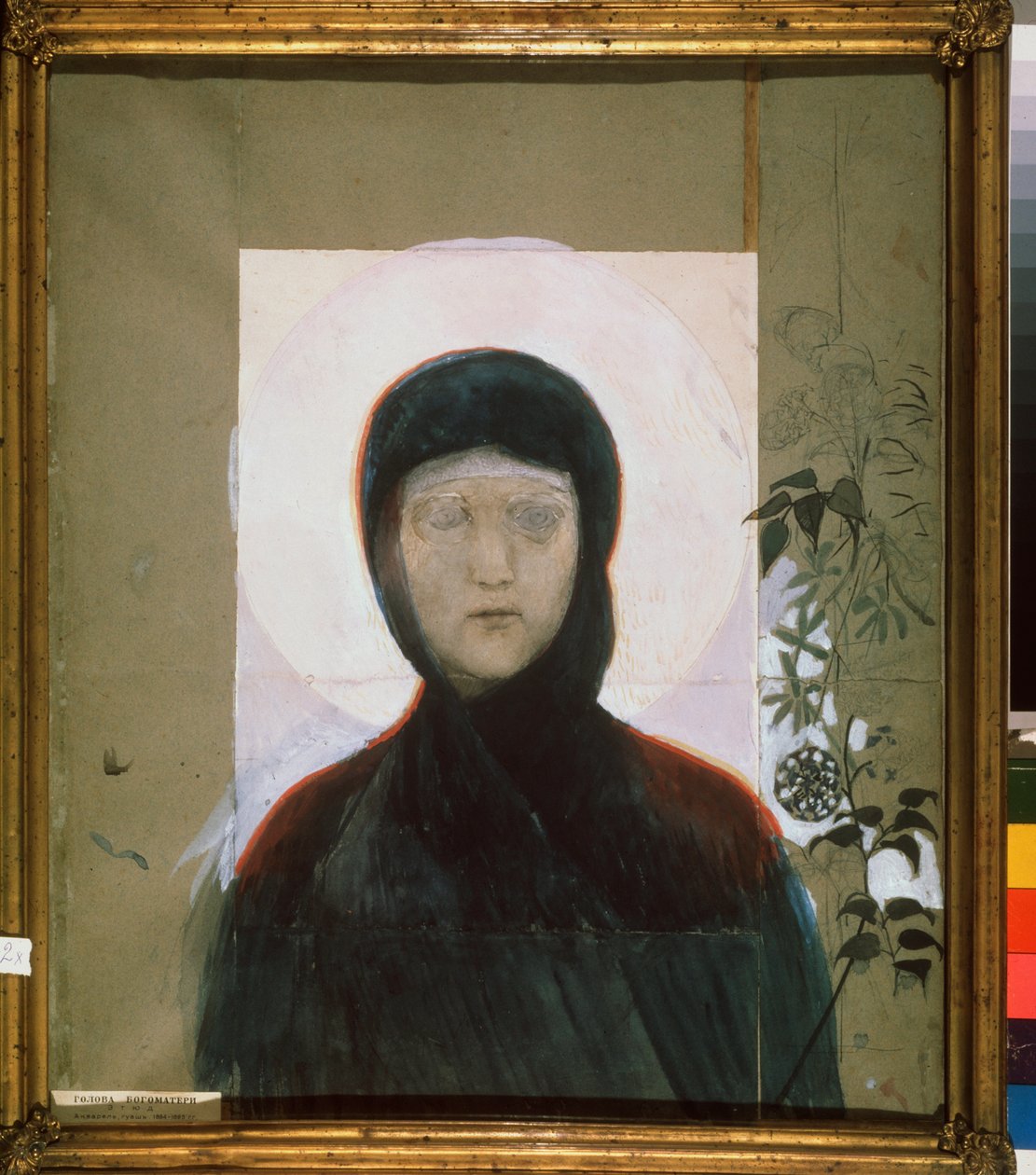 La Vierge (Neitsyt) - Mihail Aleksandrovich Vrubelin (Vrubel) (1856-1910) työ, guassi paperille tekijältä Mikhail Aleksandrovich Vrubel