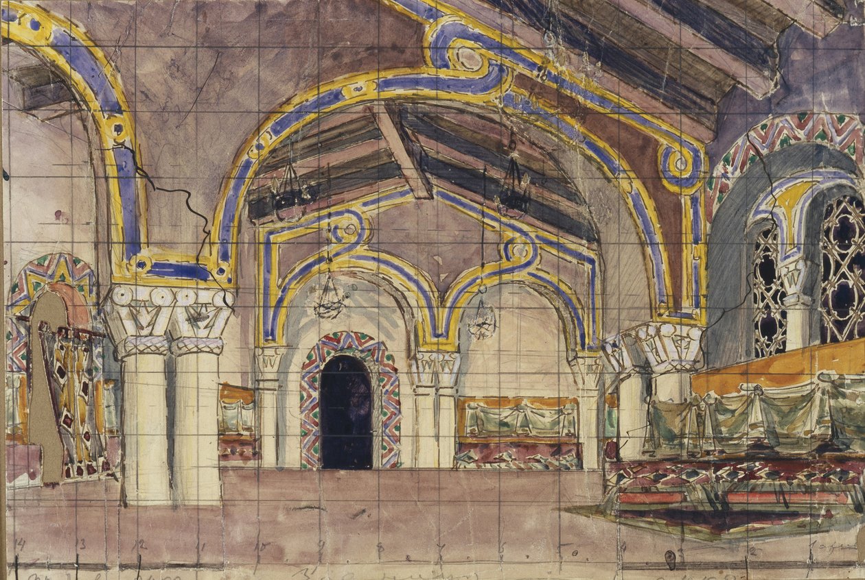 Lavastus N. Rimski-Korsakovin oopperaan Tsaarin morsian, 1899 tekijältä Mikhail Aleksandrovich Vrubel