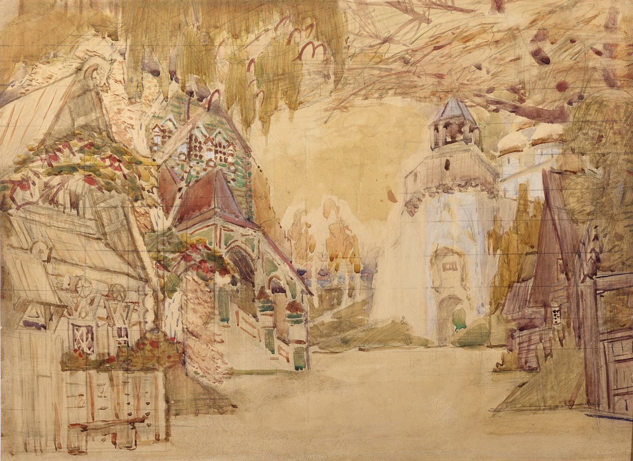 Lavastus N. Rimski-Korsakovin oopperaan Tsaarin morsian, 1899 tekijältä Mikhail Aleksandrovich Vrubel
