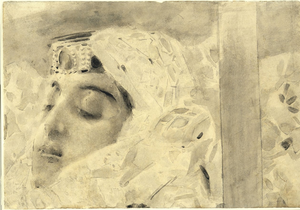 Tamara arkussa. Kuvitus Mikhail Lermontovin runoon Demoni, 1890-1891 tekijältä Mikhail Aleksandrovich Vrubel