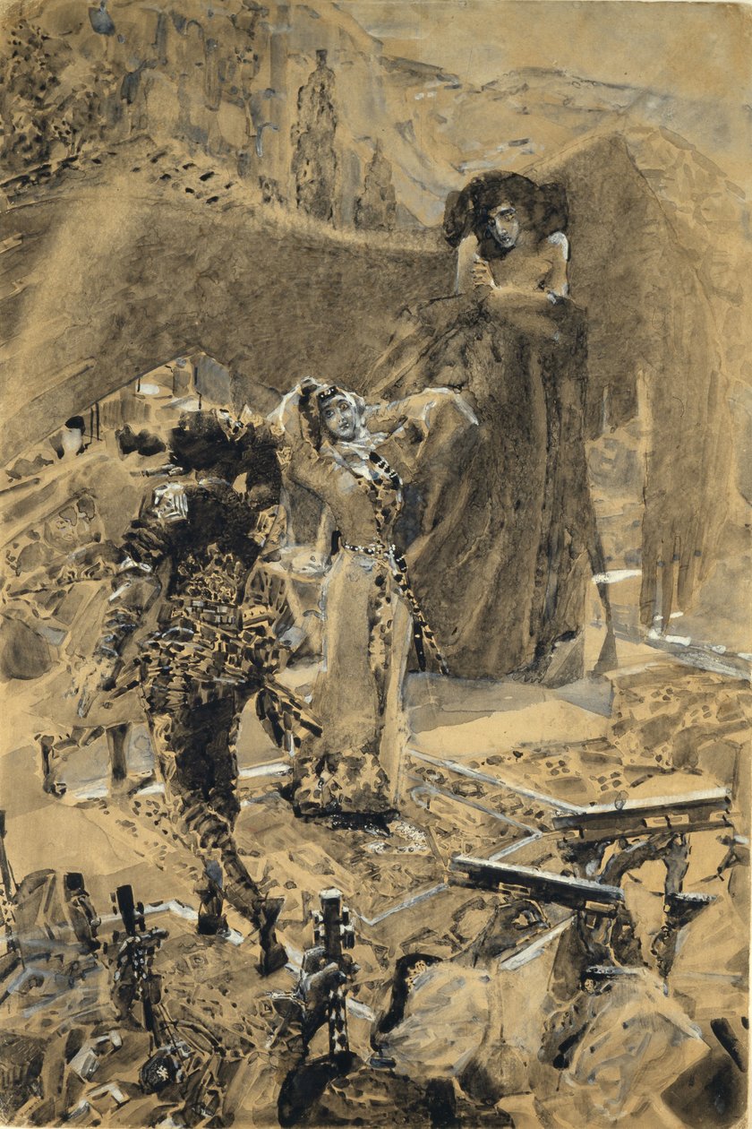 Tamaras tanssi. Kuvitus Mikhail Lermontovin runoon Demoni, 1890-1891 tekijältä Mikhail Aleksandrovich Vrubel