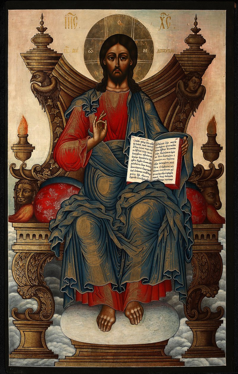 Vapahtaja valtaistuimelle - Sopljakov, Mihail Aleksejevitš (1722-1799) - 1762 - Tempera paneelissa - 92,5x60 - Yksityiskokoelma tekijältä Mikhail Alexeyevich Soplyakov