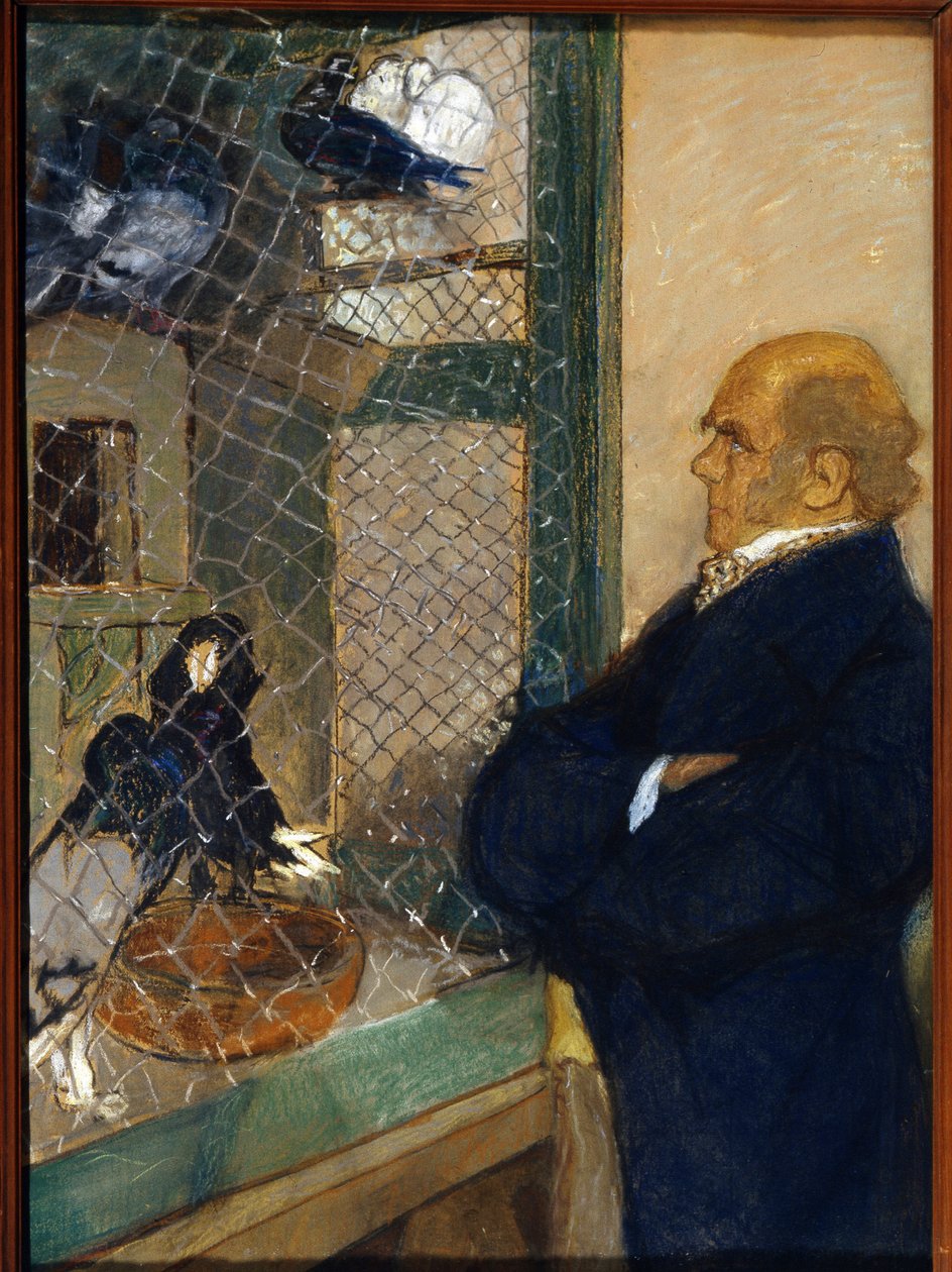 Charles Darwin (1809-1882) kyyhkysmajassa Downessa (Englanti) (C. Darwin Dove cotessa Downessa). Mihail Dmitrievich Ezuchevskyn (1880-1928) työ, pastelli pahville tekijältä Mikhail Dmitrievich Ezuchevsky