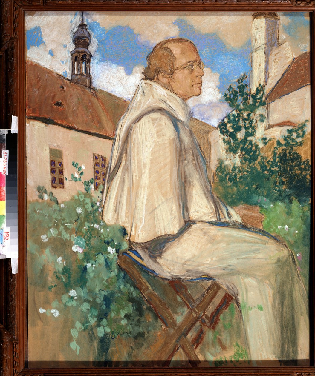 ""Johann Gregor Mendelin (1822-1884), tšekkiläisen munkin ja kasvitieteilijän, genetiikan perustajan muotokuva" Mihail Dmitrievich Ezuchevskyn (1880-1928) maalaus 1926 State Darwin Museum, Moskova tekijältä Mikhail Dmitrievich Ezuchevsky