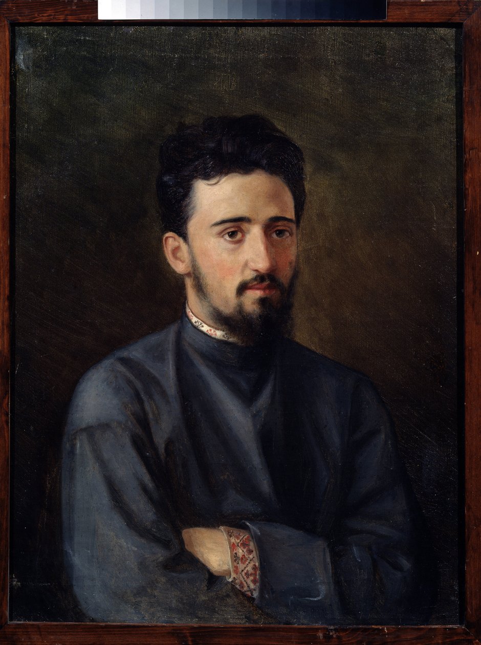 Muotokuva kirjailija Vsevolod Mihailovich Garshinista (1855-1888) (Kirjailija V. M. Garshinin muotokuva). Mihail Georgievich Malyshevin (1852-1914) maalaus öljy kankaalle tekijältä Mikhail Georgievich Malyshev