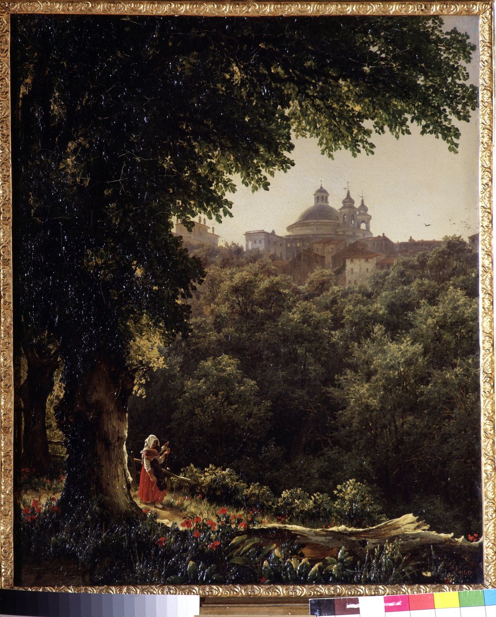 Aricia, pres de Rome (Italia) (Ariccia, lähellä Roomaa). Mihail Ivanovich Lebedevin (1811-1837) maalaus öljy kankaalle tekijältä Mikhail Ivanovich Lebedev