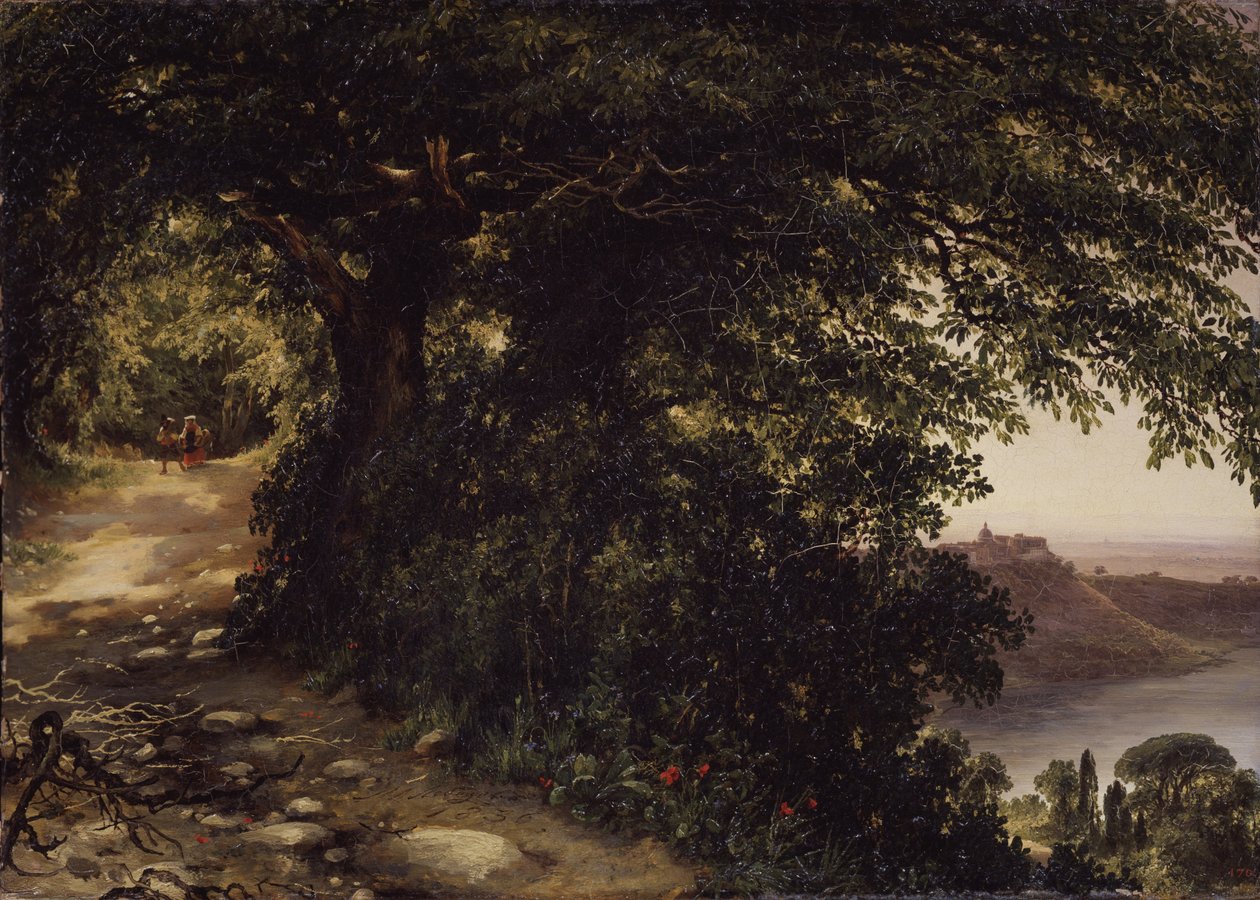 Näkymä Castel Gandolfolle Rooman lähellä, 1836 tekijältä Mikhail Ivanovich Lebedev