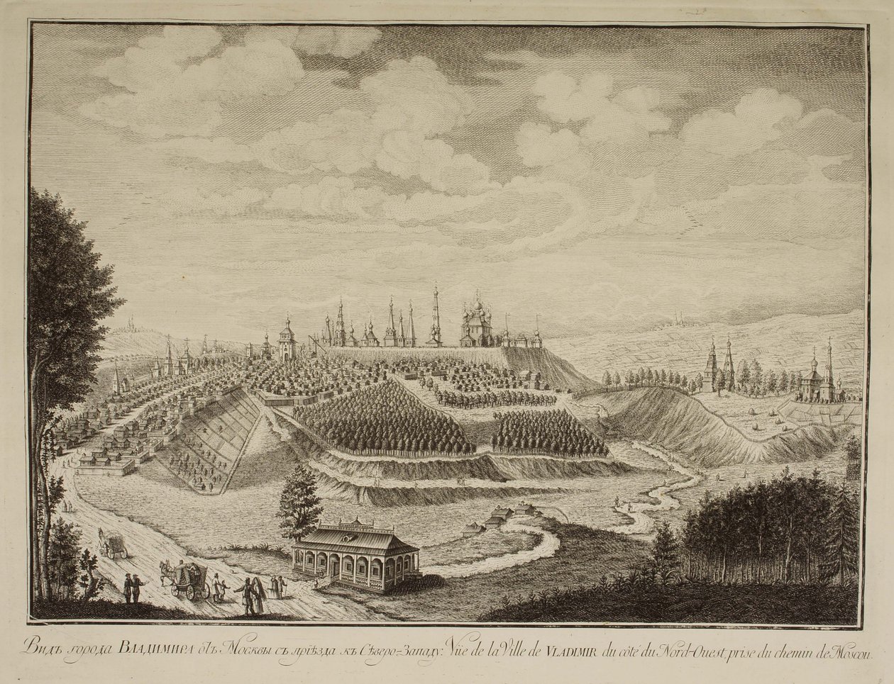 Näkymä Vladimirin kaupunkiin, 1769 tekijältä Mikhail Ivanovich Makhaev
