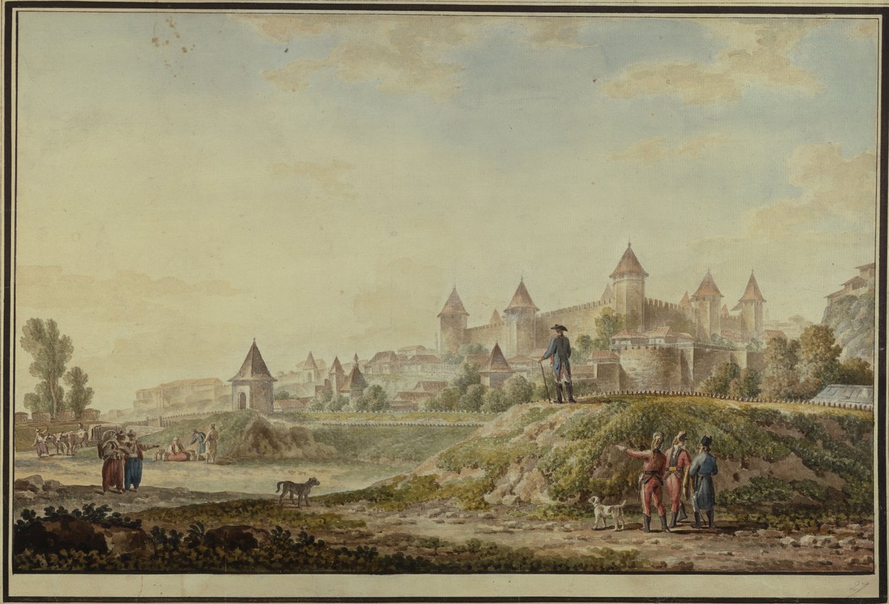 Näkymä Benderin linnoituksesta, 1790 tekijältä Mikhail Matveevich Ivanov