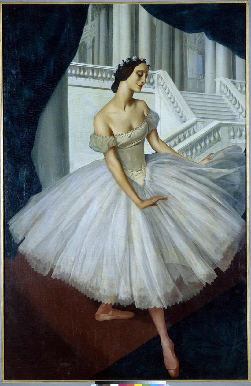 Balerina Anna Pavlovan (1881-1931) muotokuva (Ballerina Anna Pavlova) - Alexandre Evguenievitch Jacovieffin maalaus (Aleksandri Jevgenjevitš Jakovlev tai Iacovieff) (1887-1938), öljy kankaalle (190x121,5 cm) tekijältä Mikhail Nikolayevich Yakovlev