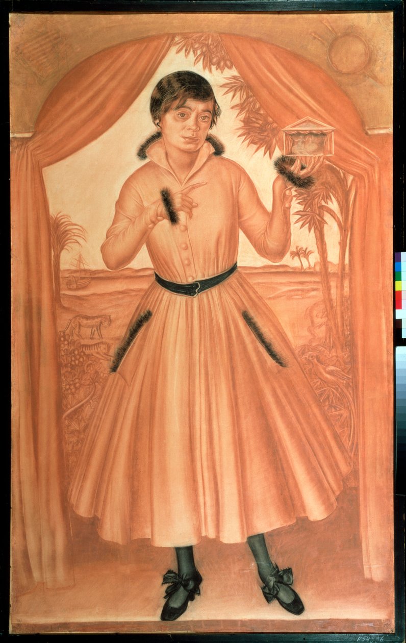 Taiteilijan vaimon muotokuva - Aleksanteri Jevgenjevitš Jakovlevin (1887-1938) teos, musta liitu ja sangviini paperille, noin 1917, 1900-luvun venäläinen taide, modernismi - Venäjän valtionmuseo, Pietari tekijältä Mikhail Nikolayevich Yakovlev