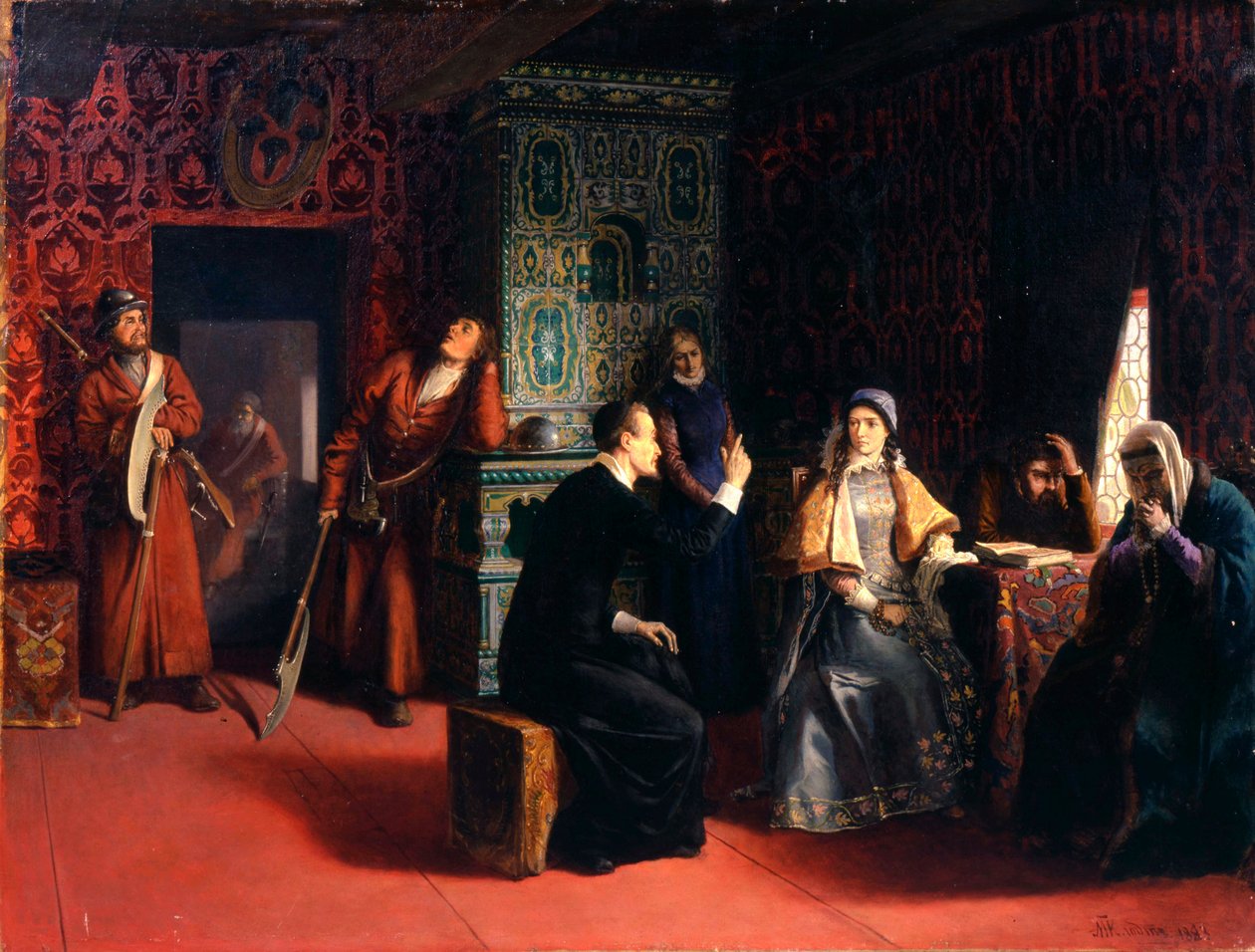Marina Mniszech isänsä kanssa pidätettynä, 1883. tekijältä Mikhail Petrovich Klodt