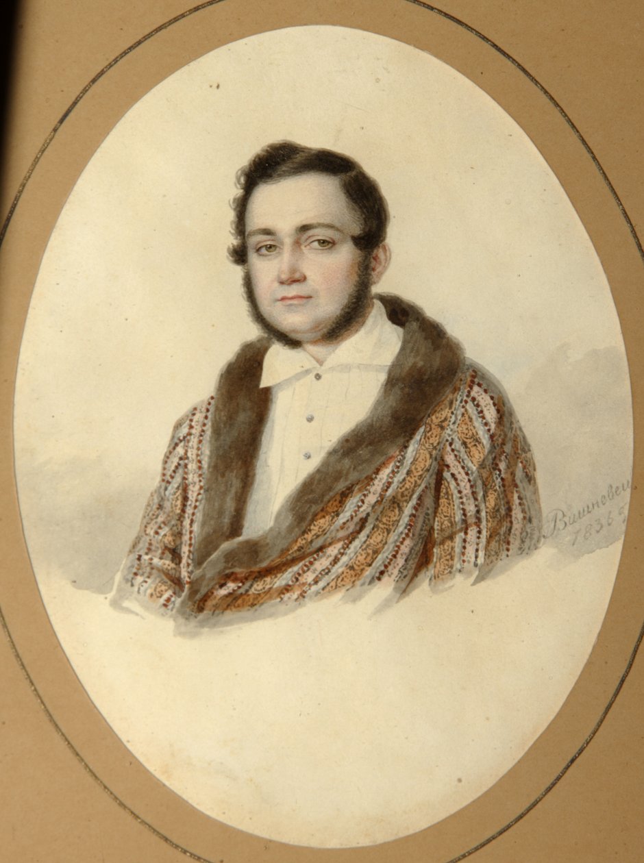 Jakov Nikolajevitš Kalinovskyn muotokuva 1814-1903, 1836 tekijältä Mikhail Prokopyevich Vishnevitsky