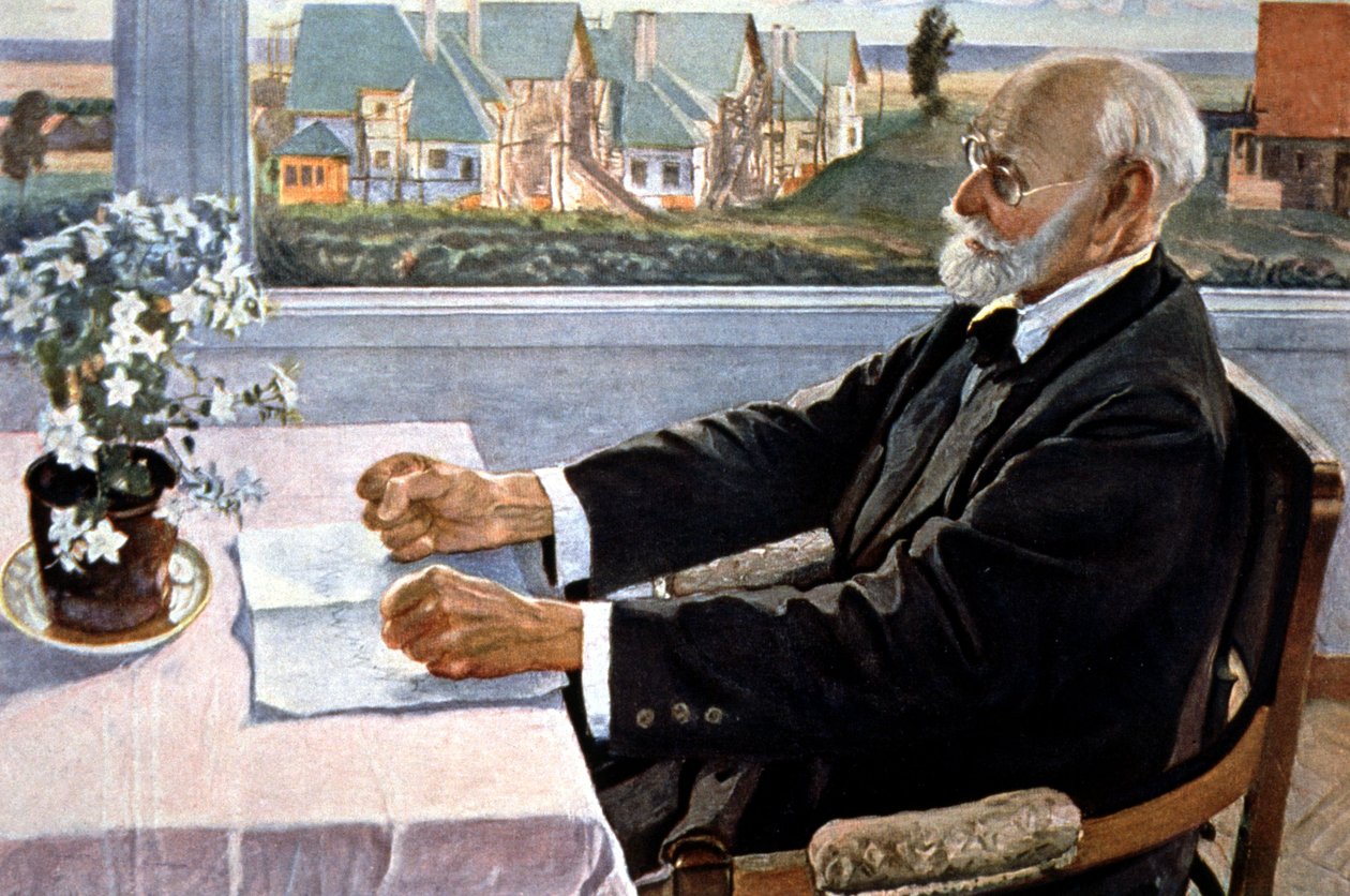 Ivan Pavlov talossaan Pietarin lähellä tekijältä Mikhail Vasilievich Nesterov