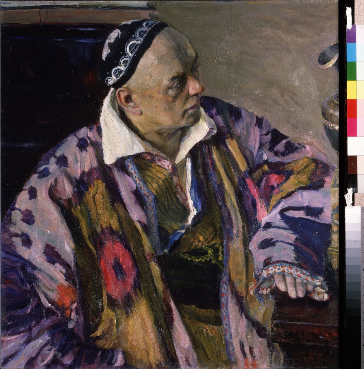 Arkkitehti Aleksei (Aleksei) Shchusevin (1873-1949) muotokuva (Arkkitehti Aleksei Štšusevin muotokuva). Mihail Vasilyevich Nesterovin (1862-1942) maalaus öljy kankaalle tekijältä Mikhail Vasilievich Nesterov