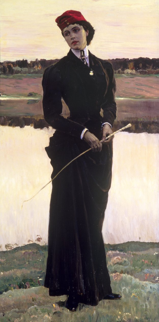 Olga Nesterovan muotokuva tai Nainen ratsastuksessa, 1906 tekijältä Mikhail Vasilievich Nesterov
