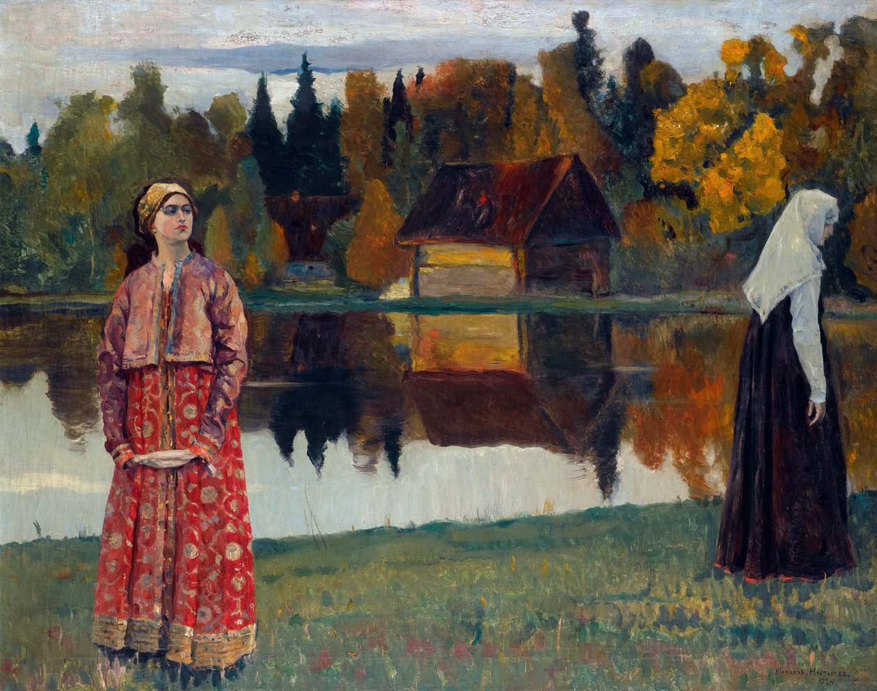 "Pres du lac" (järven rannalla) Peinture de Mikhail Nesterov (1862-1942) tekijältä Mikhail Vasilievich Nesterov