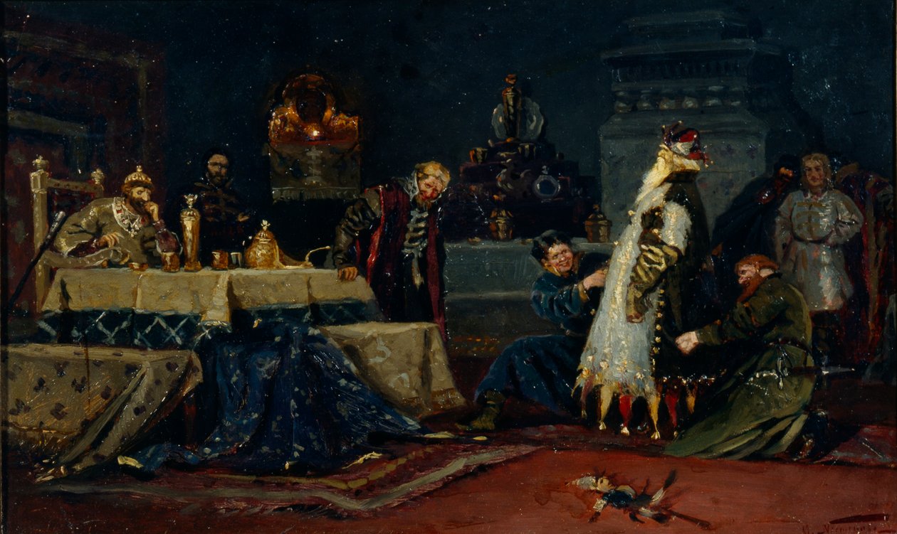 Falls soat. Boyar Druzhina Andreevich Morozov ennen Ivan Julmaa, 1885 tekijältä Mikhail Vasilievich Nesterov