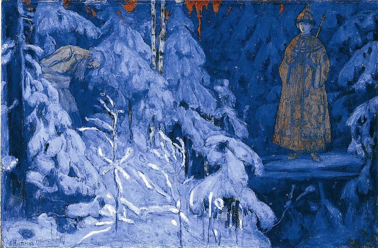 Ivan Susanin saa näyn Mihail Fjodorovitshista, 1906 tekijältä Mikhail Vasilievich Nesterov