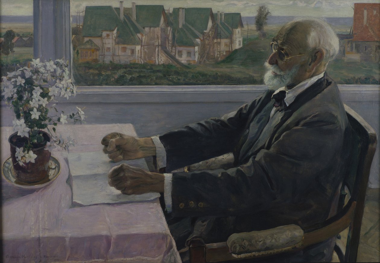 Fysiologin, psykologin ja lääkärin Ivan P. Pavlovin muotokuva 1849-1936, 1935 tekijältä Mikhail Vasilievich Nesterov