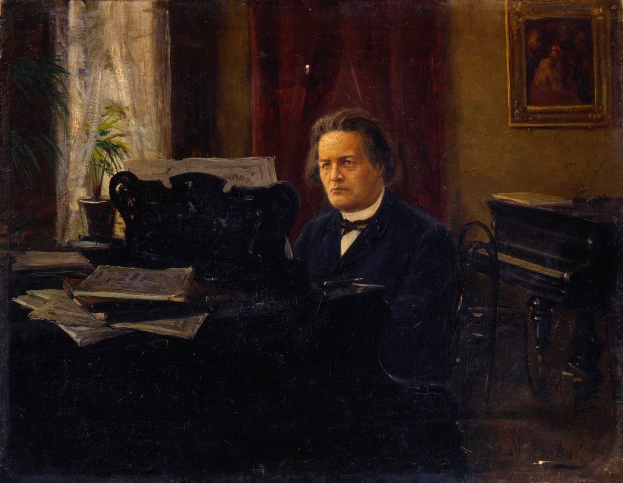 Säveltäjä Anton Rubinsteinin muotokuva, 1800-luvun loppu tekijältä Mikhail Yarovoy