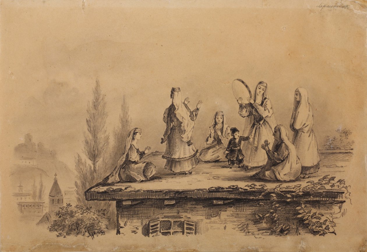 Georgian naiset katolla Lezghinka, 1837 tekijältä Mikhail Yuryevich Lermontov