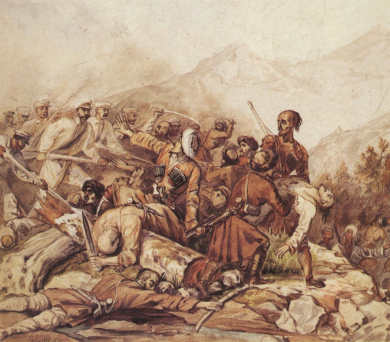 Valerik-joen taistelu 11. heinäkuuta 1840 1840 tekijältä Mikhail Yuryevich Lermontov