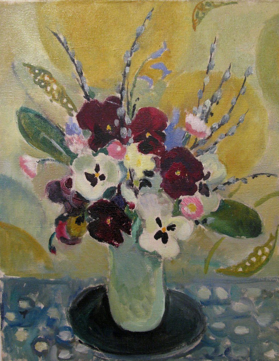 Asetelma orvokkien kanssa, n. 1930 tekijältä Mildred Bendall