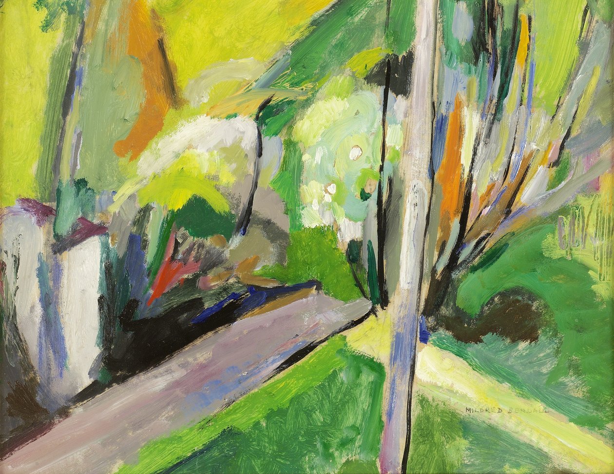 Maaseutupolku, n.1935 (öljy paperille ja paneelille) tekijältä Mildred Bendall