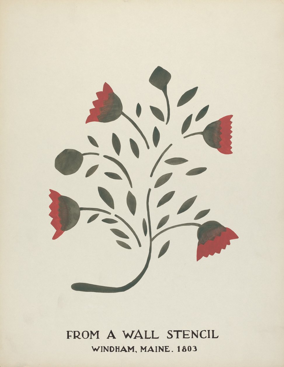 Disseny de Windham, Maine 1803: de la cartera proposada "Maine Wall Stencils" finlandès tekijältä Mildred E. Bent