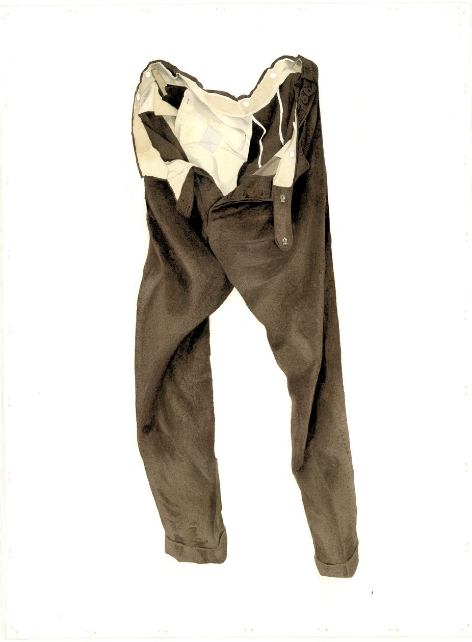 Ruskeat vakosamettihousut (Michael) 2003 (wc paperilla) tekijältä Miles Contemporary Artist Thistlethwaite