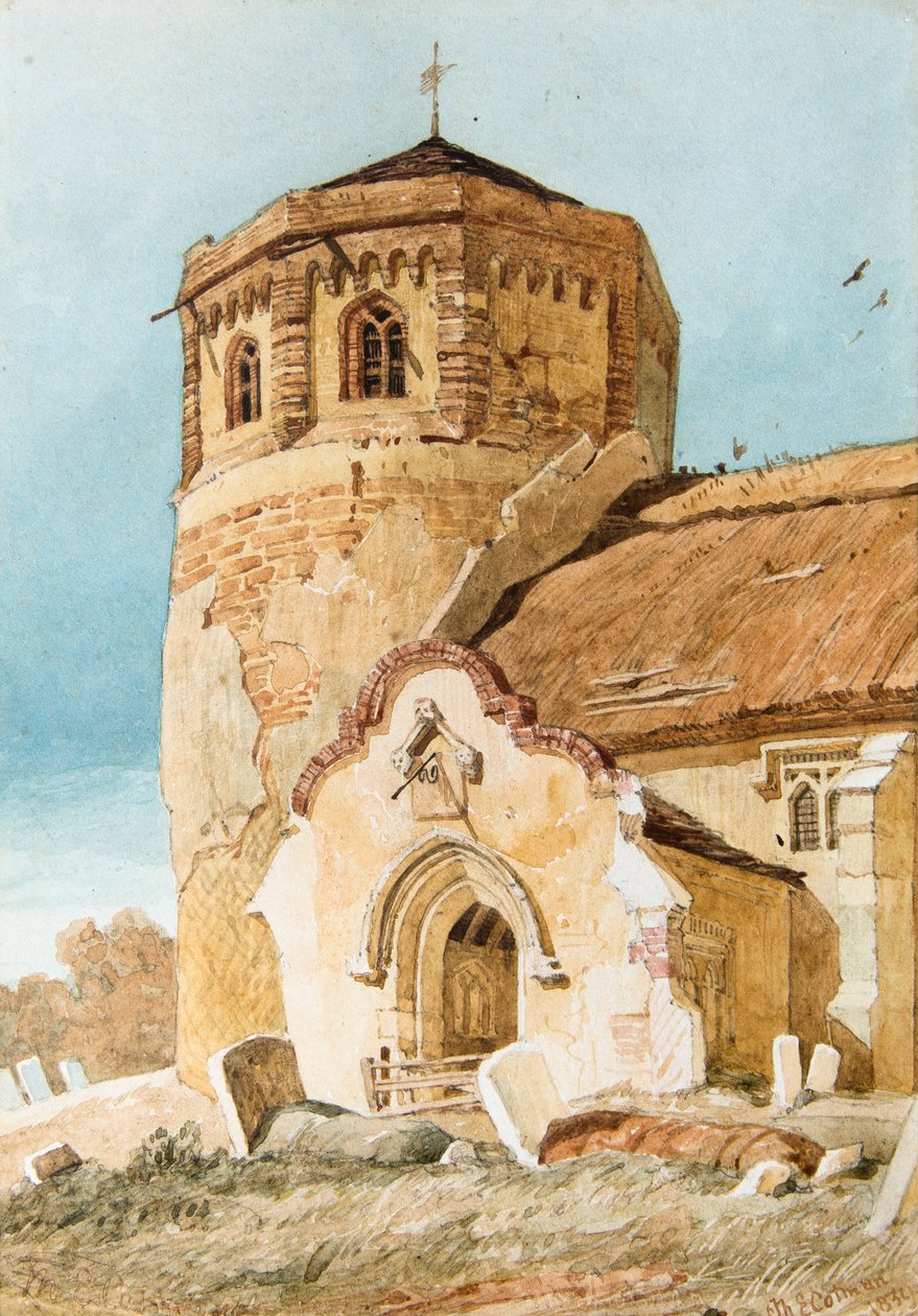 Torni ja eteläinen kuisti, Pyhän Andreaksen kirkko, West Dereham tekijältä Miles Edmund Cotman