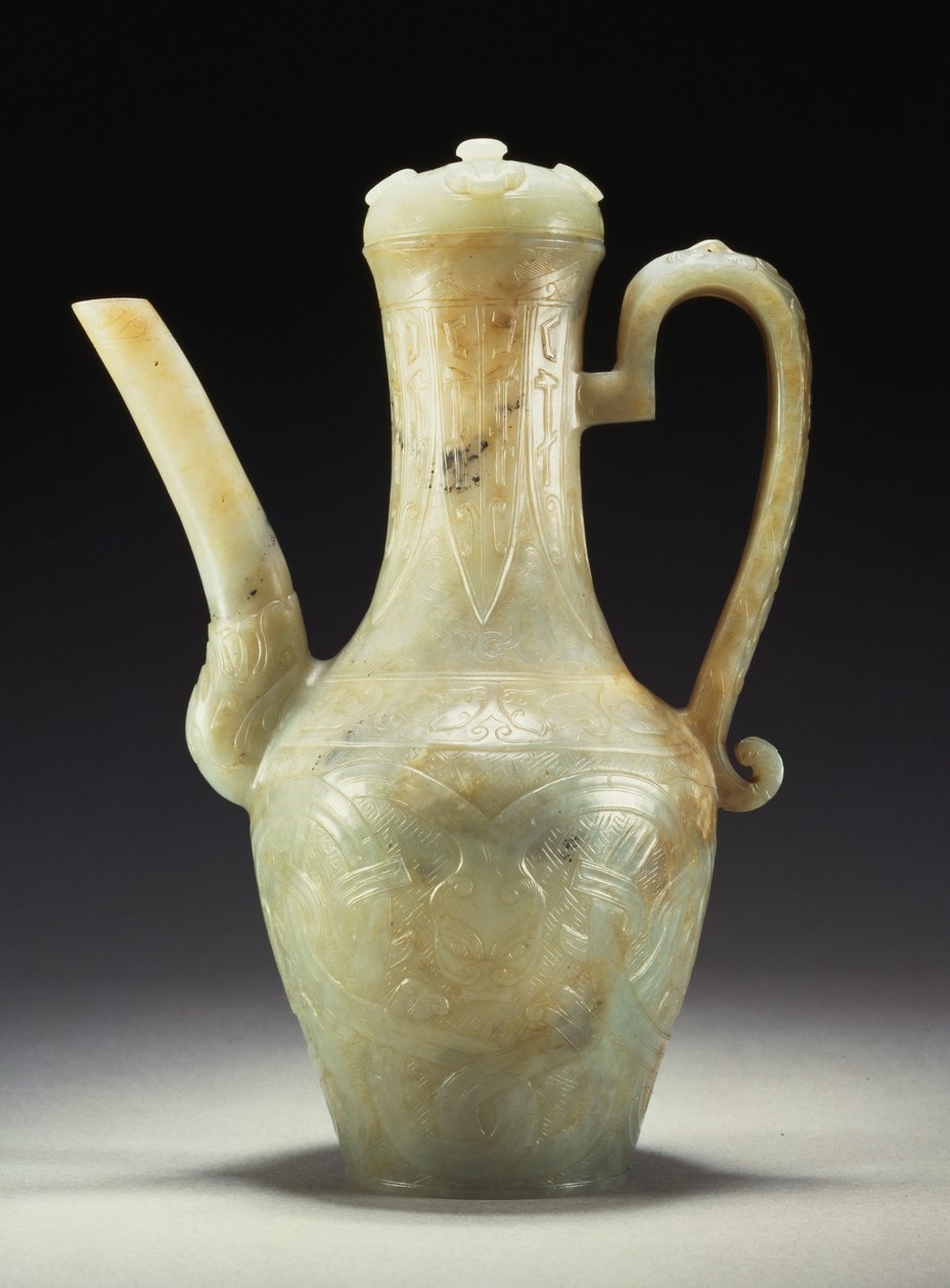 Ming-seladonin myöhäinen jade-kansi ja kansi (jade) tekijältä Ming Dynasty Chinese School